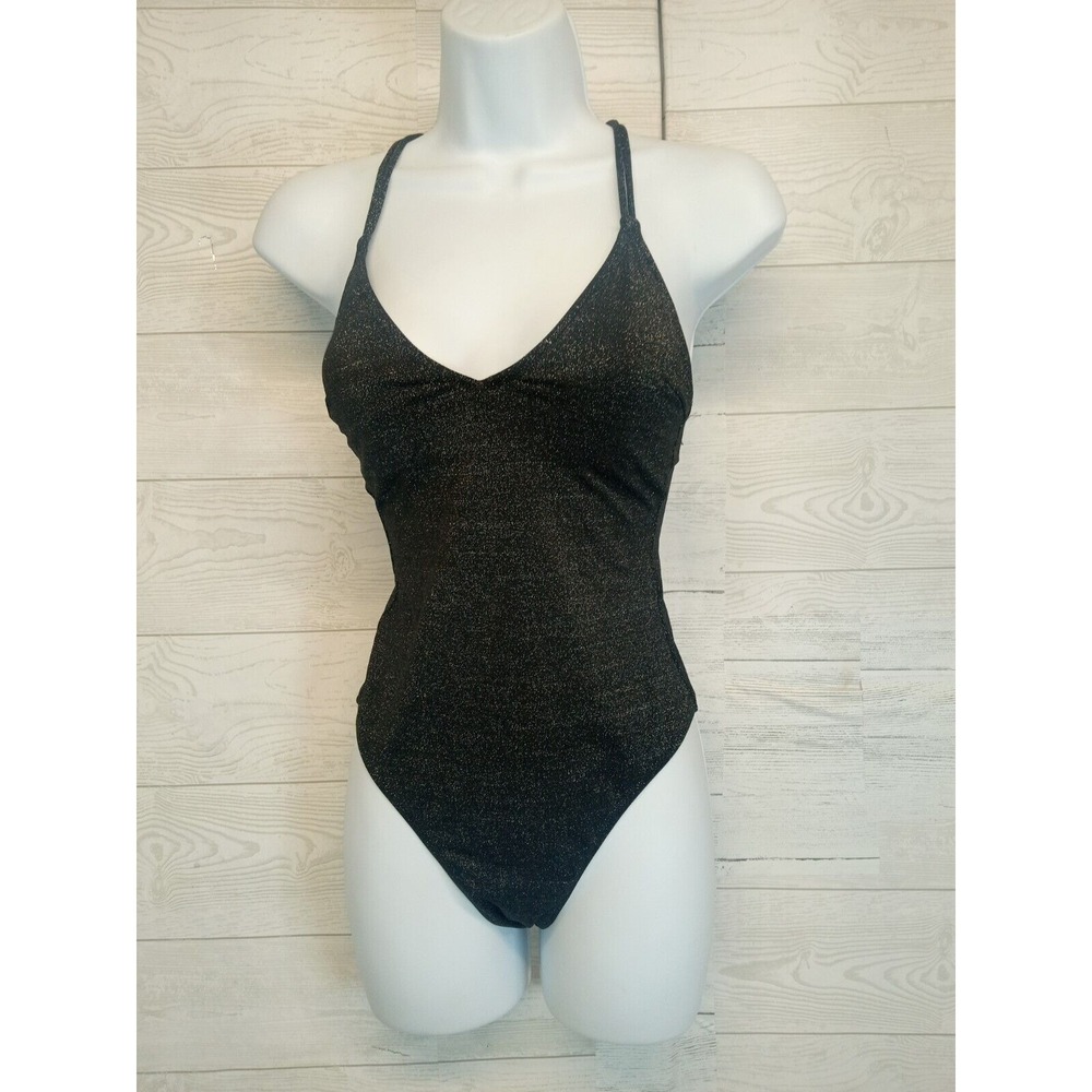 Cupshe NWT Women's Size Small Shiny Black‎ One Piece Swimsuit